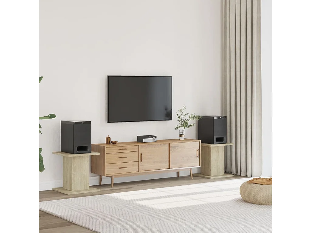 Supporti per altoparlanti 2 pezzi in legno ingegnerizzato di rovere Sonoma