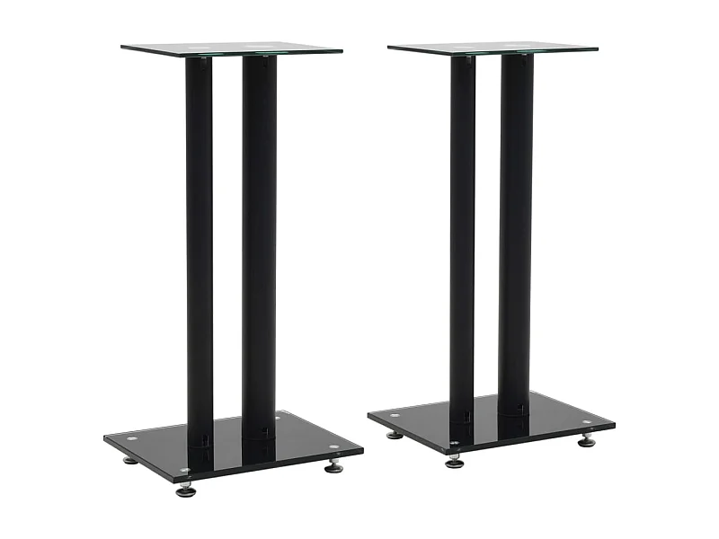 Supporto per altoparlante 2 pezzi in vetro temperato design a 2 colonne nero