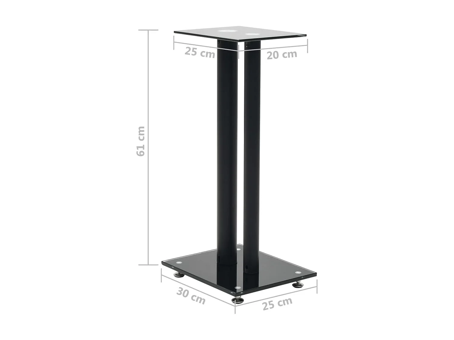 Supporto per altoparlante 2 pezzi in vetro temperato design a 2 colonne nero