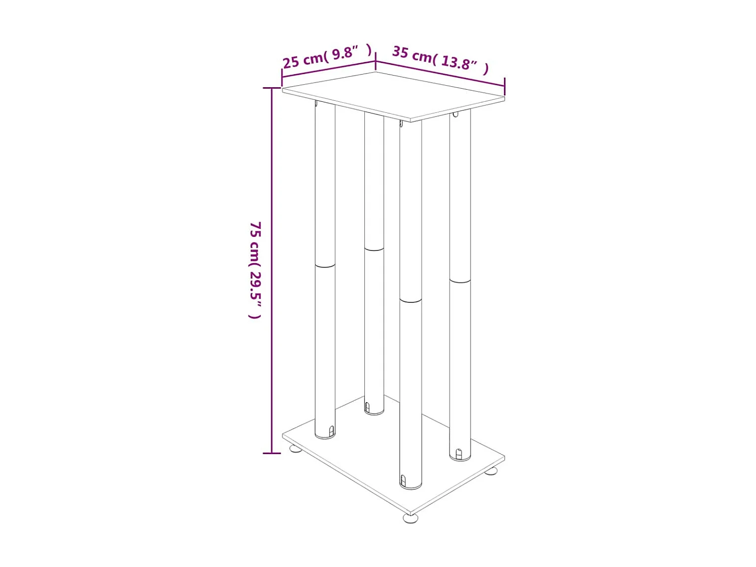 Supports de haut-parleurs 2 pcs noir verre trempé 4 piliers