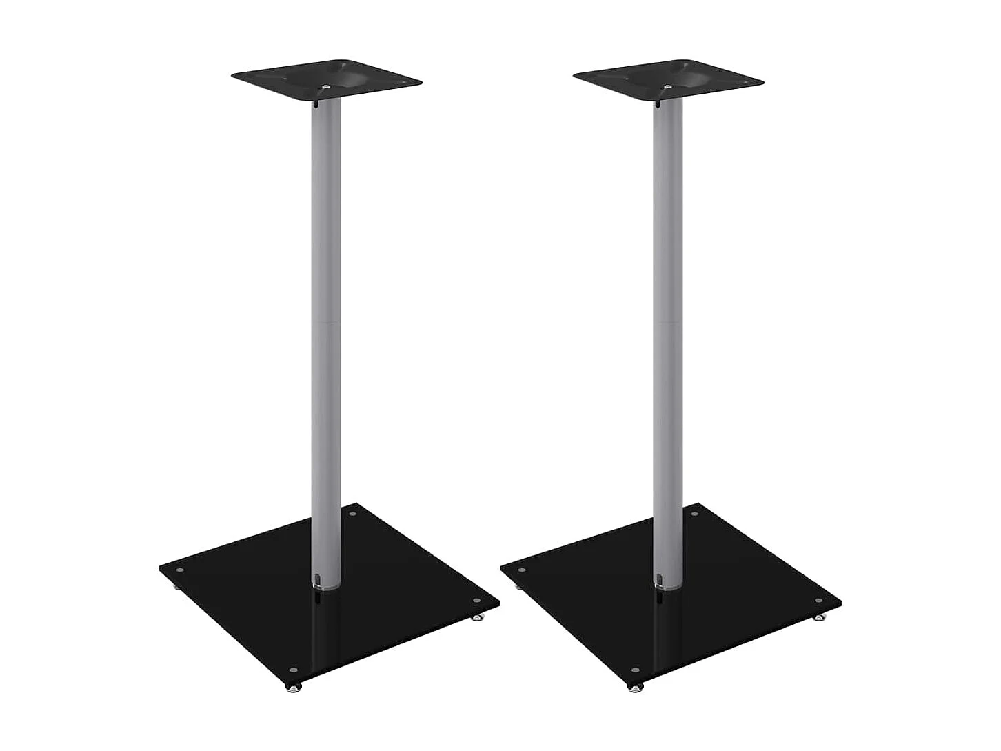 Supports de haut-parleurs 2 pcs noir et argenté 1 pilier
