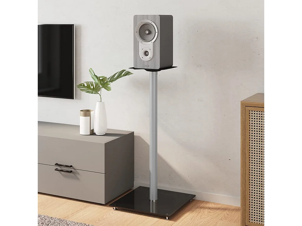 Supporti per altoparlanti 2 pezzi neri e argento a 1 colonna