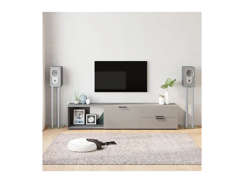 Suportes para alto-falantes 2 peças de vidro temperado prateado 3 pilares