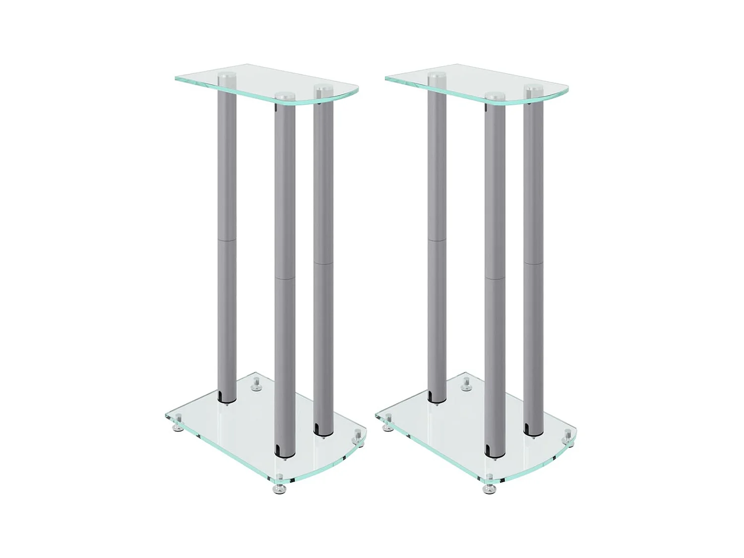 Suportes para alto-falantes 2 peças de vidro temperado prateado 3 pilares