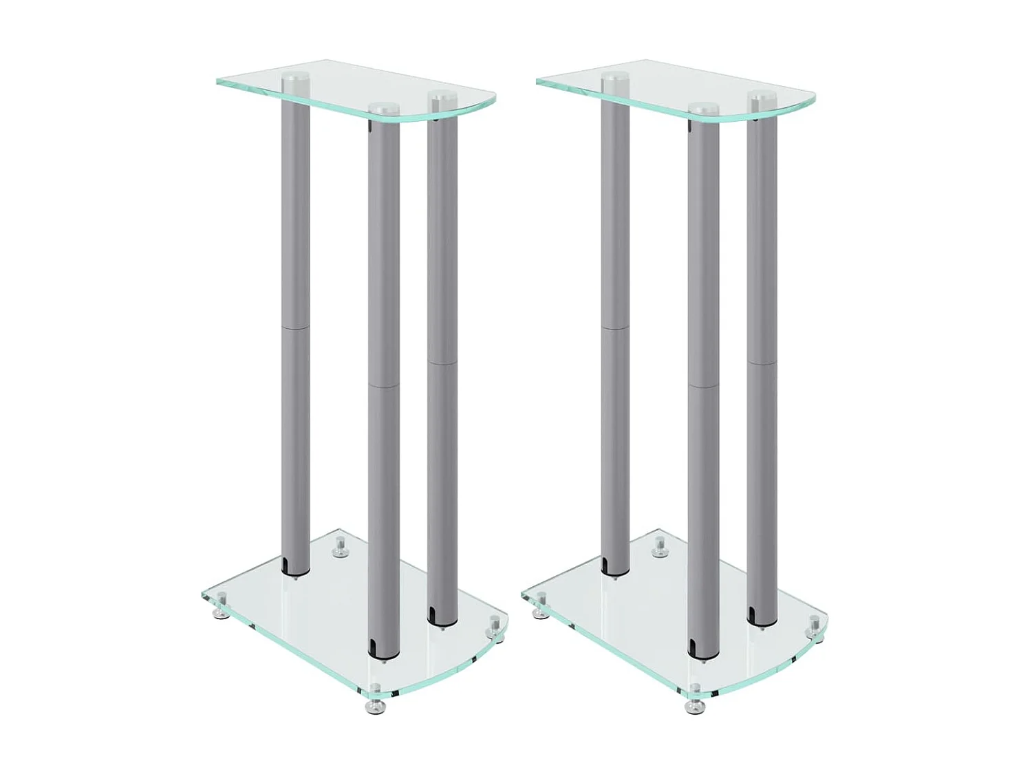 Suportes para alto-falantes 2 peças de vidro temperado prateado 3 pilares