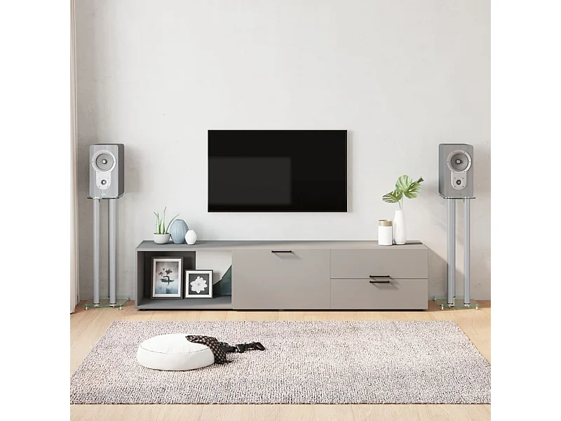 Soportes para altavoces 2 piezas cristal templado plateado 3 pilares