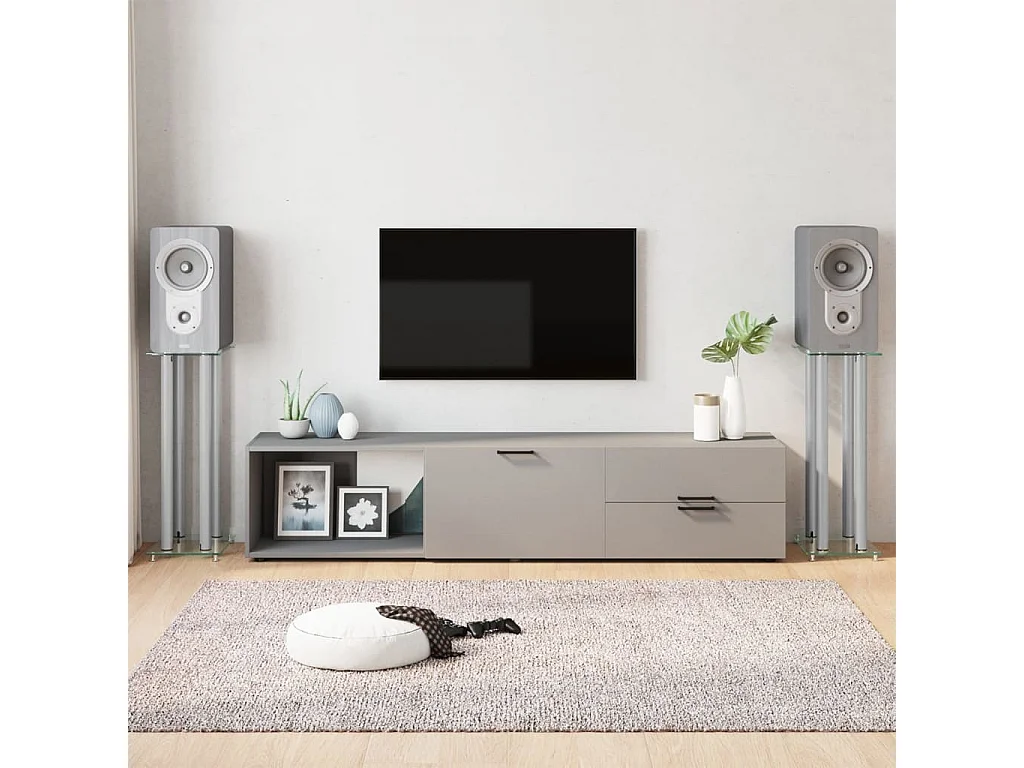 Soportes para altavoces 2 piezas cristal templado plateado 4 pilares