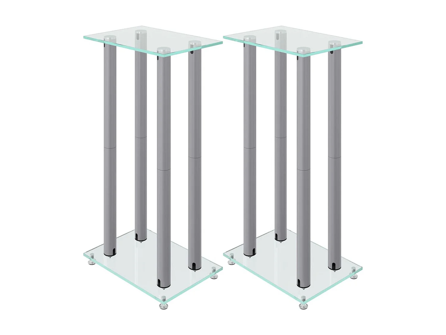 Soportes para altavoces 2 piezas cristal templado plateado 4 pilares