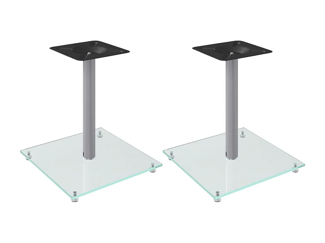 Lautsprecherständer, 2 Stück, silbernes gehärtetes Glas, 1 Säule