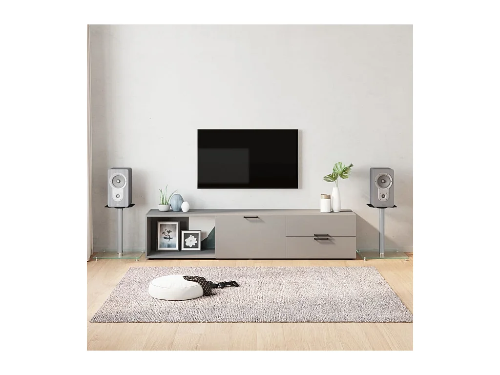 Suportes para alto-falantes 2 peças de vidro temperado prateado 1 pilar