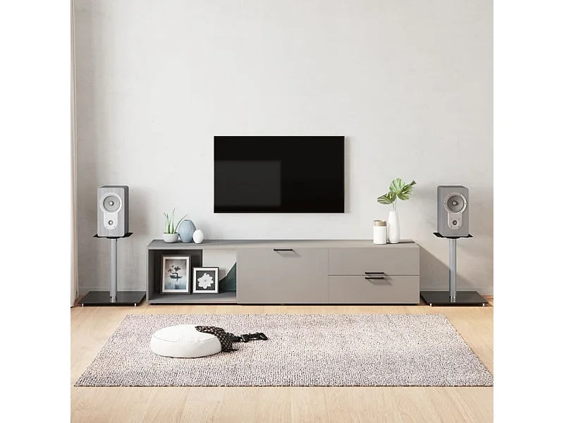 Soportes para altavoces 2 piezas negro y plateado 1 pilar