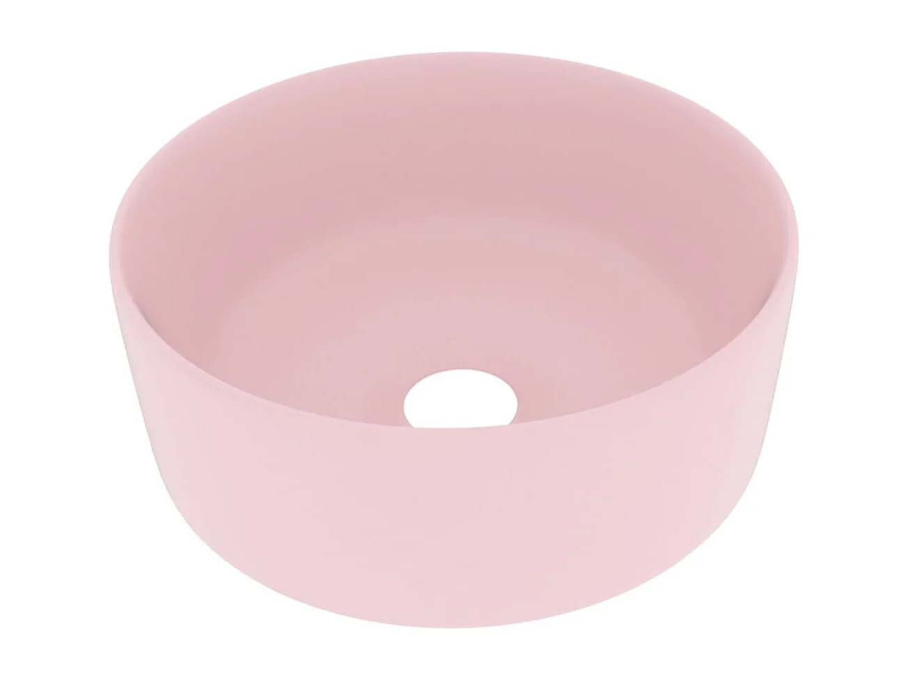 Luxuriöses rundes Waschbecken Mattrosa 40x15 cm Keramik