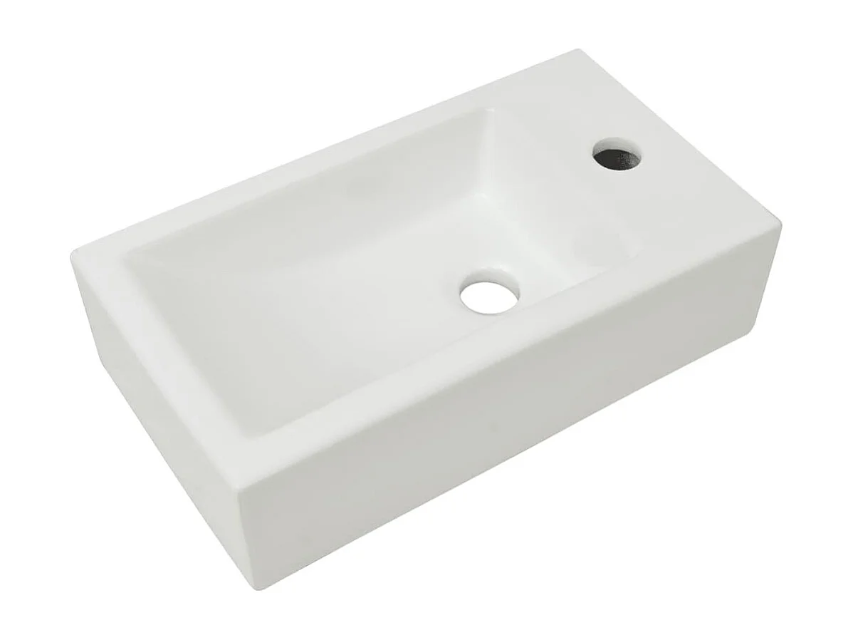 Lavatório + furo para torneira Cerâmica Branco 46 x 25,5 x 12 cm
