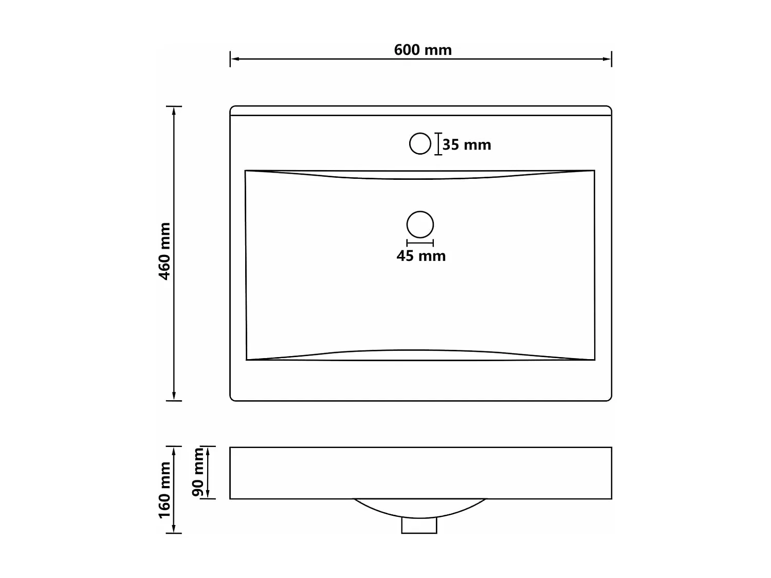 Lavabo avec trou de robinet Crème mat 60x46 cm Céramique