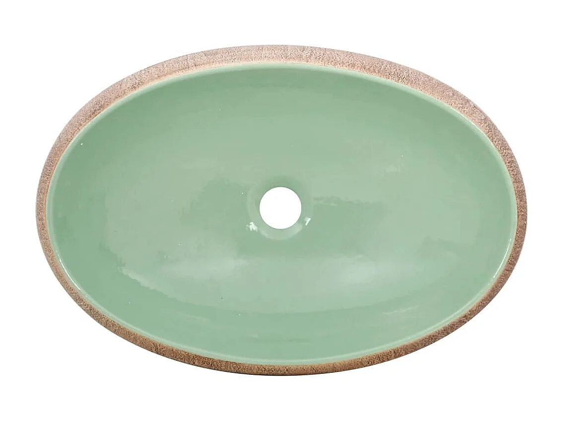 Vasque à poser vert et marron ovale 59x40x15 cm céramique