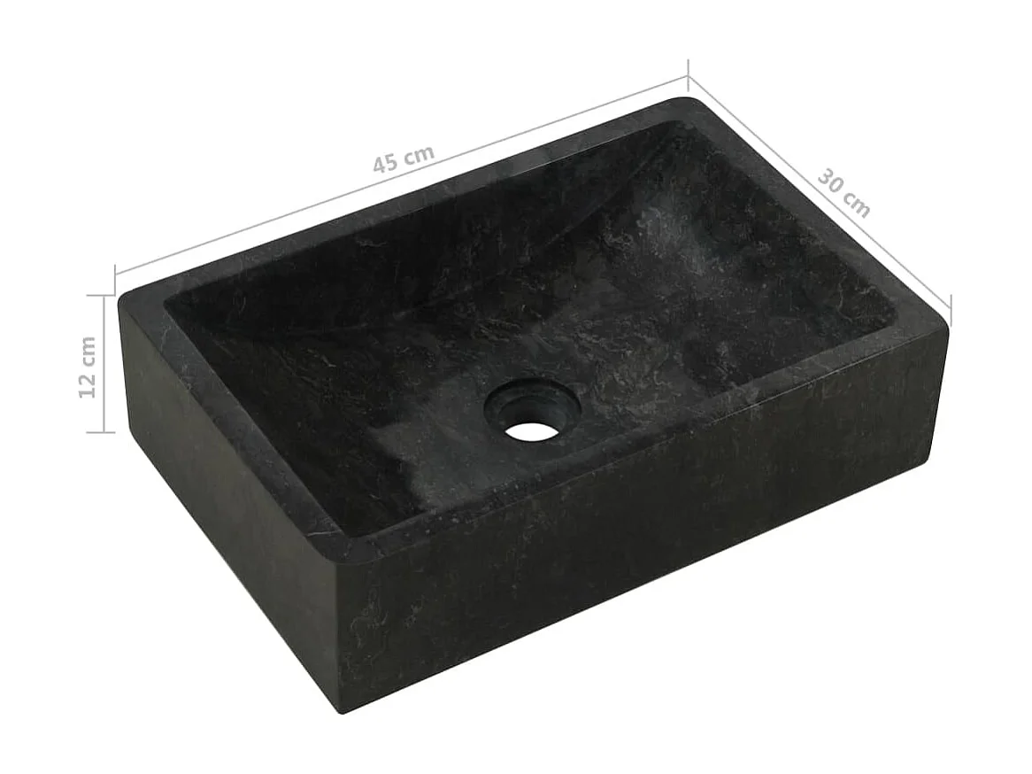 Lavabo 45x30x12 cm marmo nero lucido