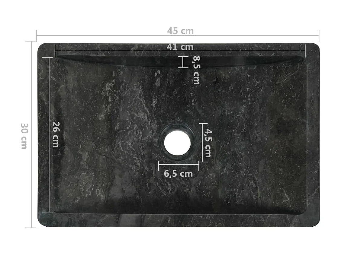 Lavabo 45x30x12 cm marmo nero lucido