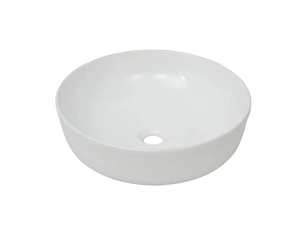 Lavello rotondo in ceramica bianca 41,5 x 13,5 cm