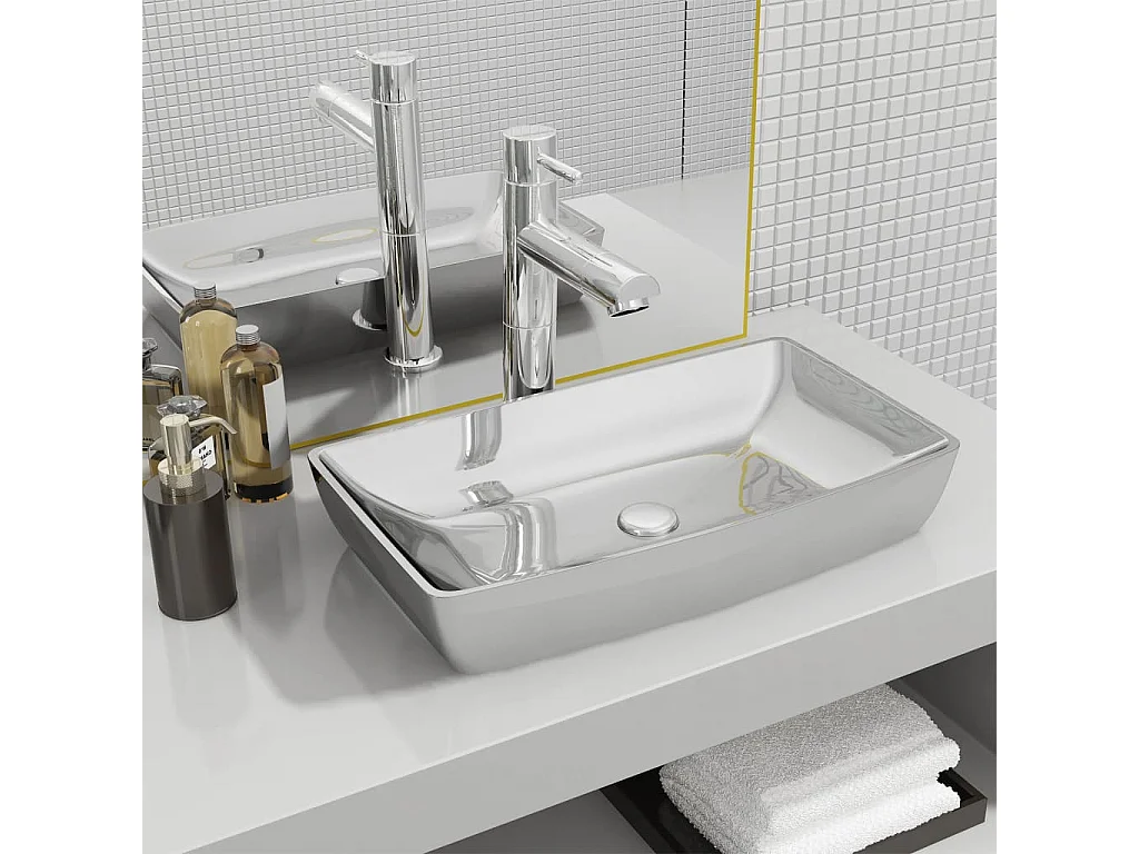 Lavabo 71 x 38 x 13,5 cm Ceramica Argento