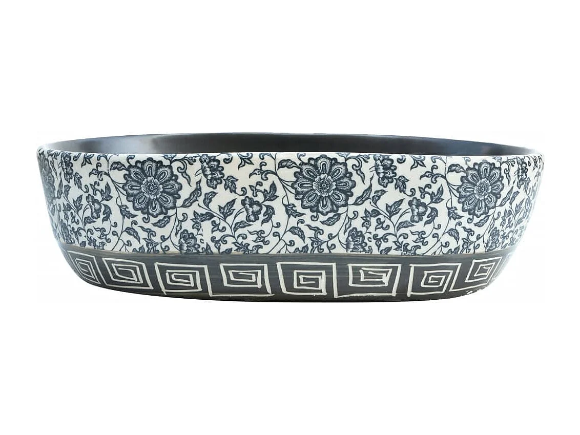 Lavabo da appoggio ovale nero e blu 47x33x13 cm in ceramica