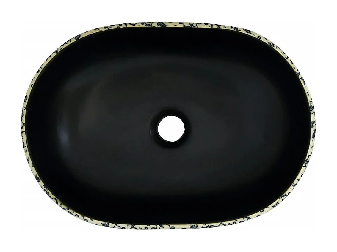 Lavabo da appoggio ovale nero e blu 47x33x13 cm in ceramica