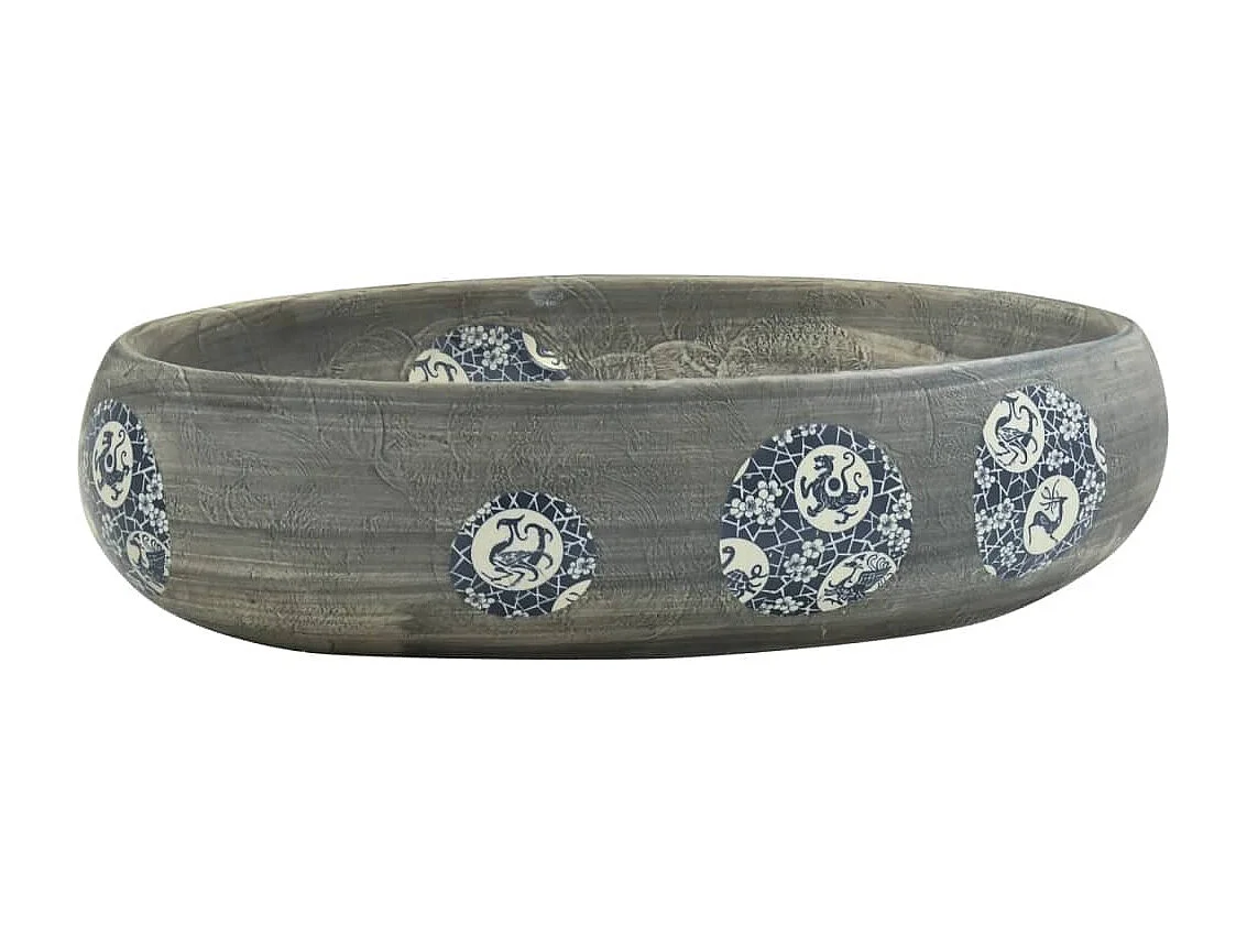 Lavabo da appoggio ovale grigio 59x40x15 cm in ceramica