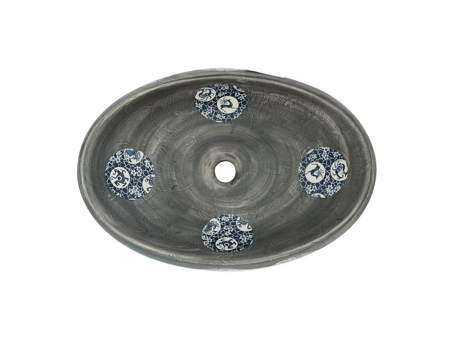 Lavabo da appoggio ovale grigio 59x40x15 cm in ceramica