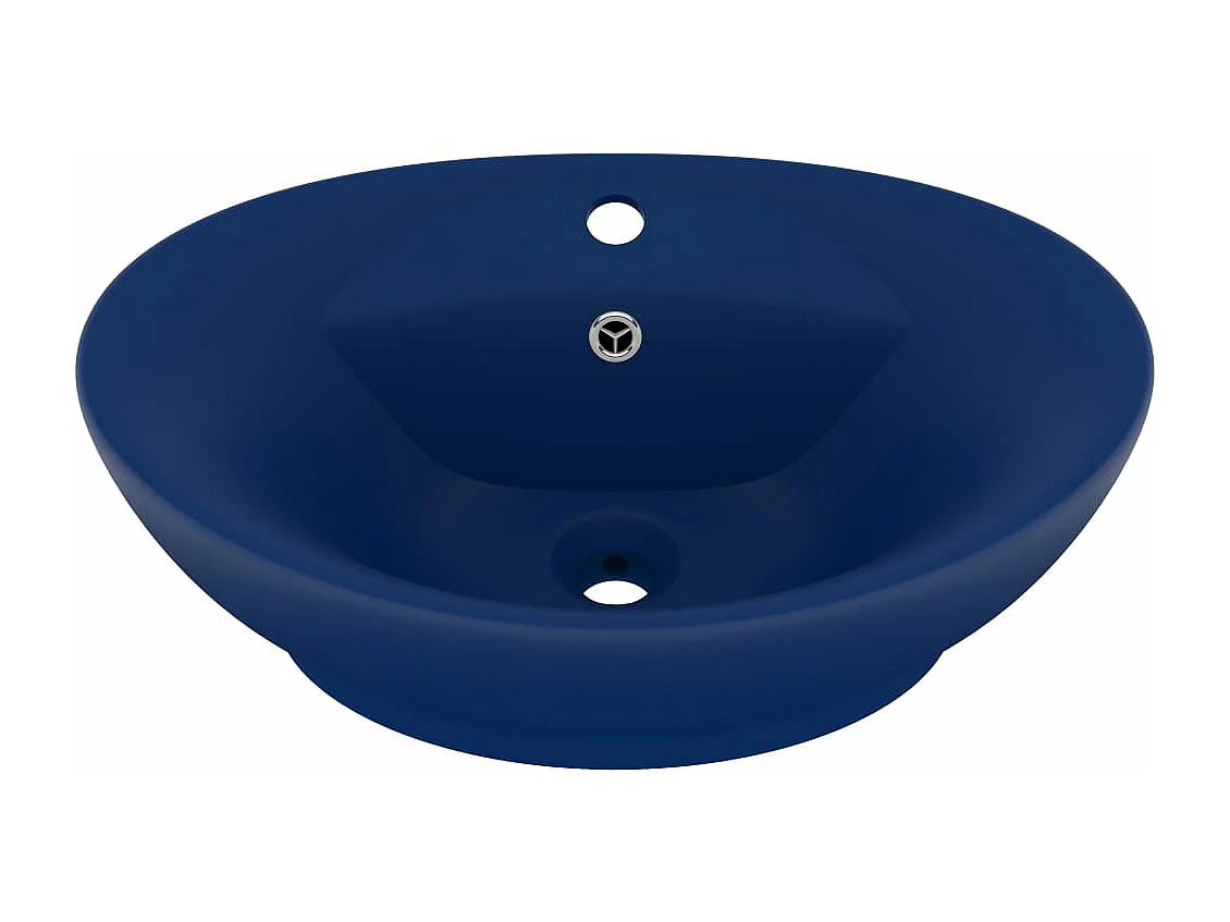 Lavabo ovale à trop-plein Bleu foncé mat 58,5x39 cm Céramique