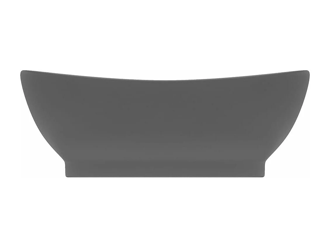 Ovales Waschbecken mit Überlauf Matt dunkelgrau 58,5x39 cm Keramik