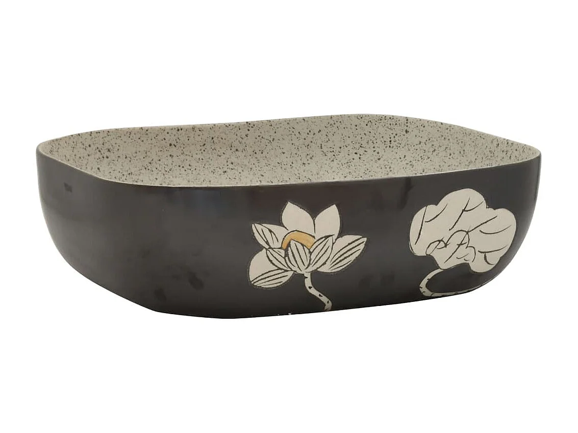 Lavatório retangular de bancada cinza/preto 48x37,5x13,5cm cerâmica