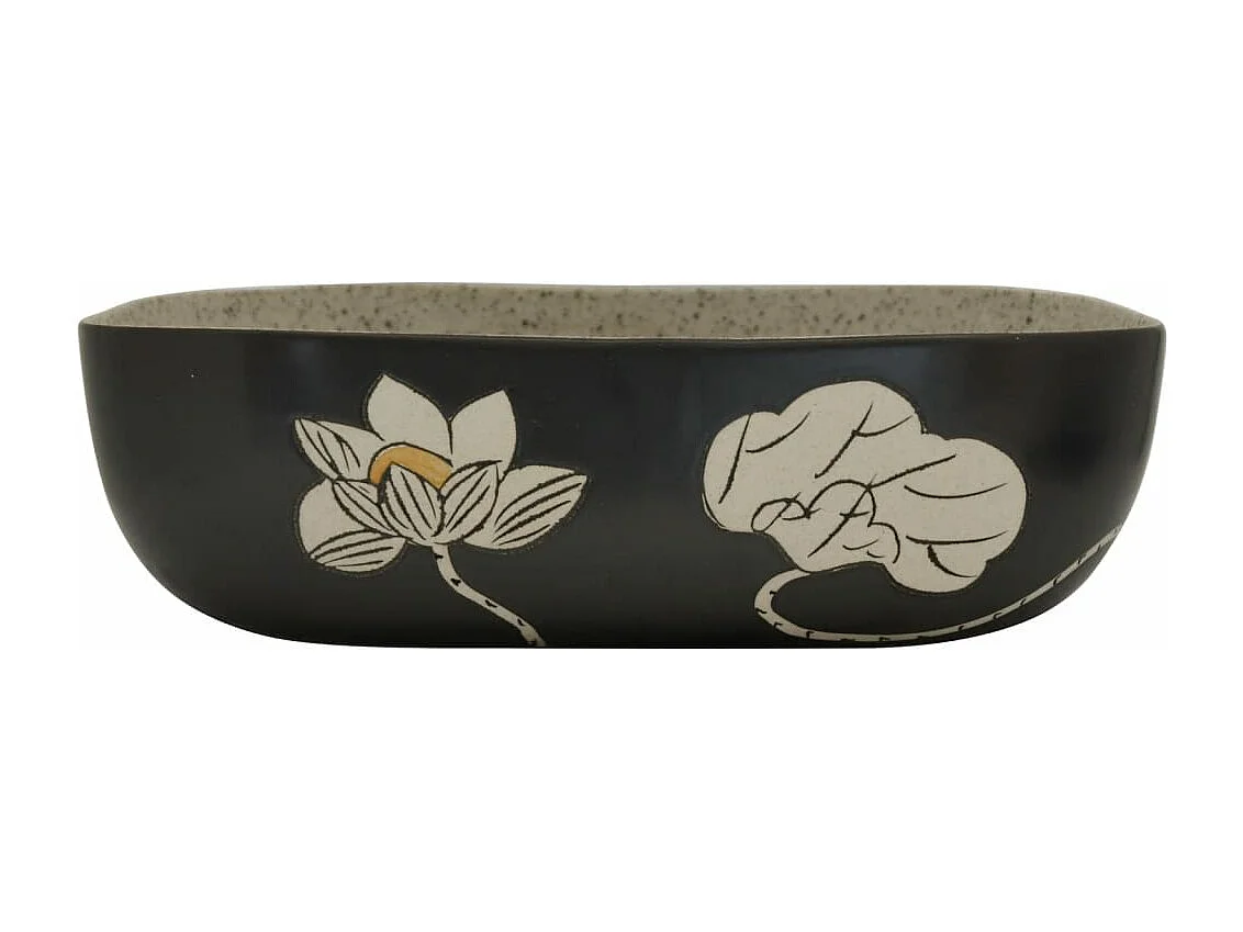 Lavabo sobre encimera rectangular gris/negro 48x37,5x13,5cm cerámica