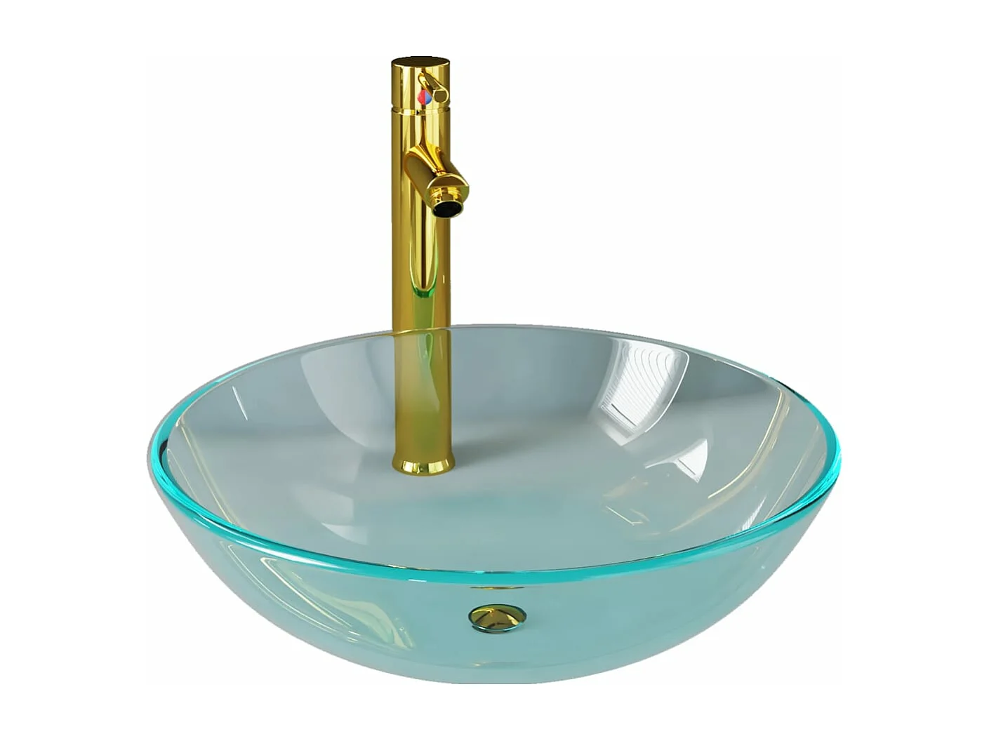 Lavabo de bain avec robinet et drain à poussoir Verre trempé