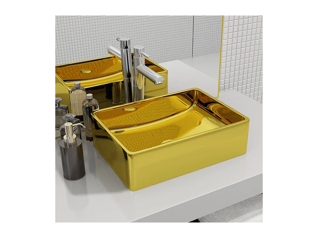 Wastafel 41 x 30 x 12 cm Keramiek Goud