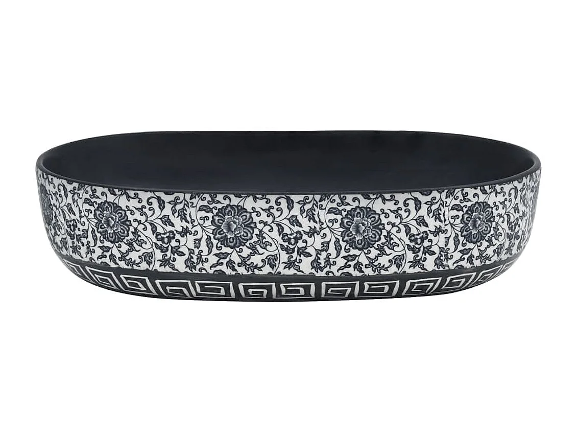 Lavabo da appoggio ovale nero e blu 59x40x14 cm in ceramica