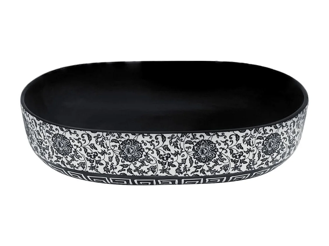 Lavabo da appoggio ovale nero e blu 59x40x14 cm in ceramica