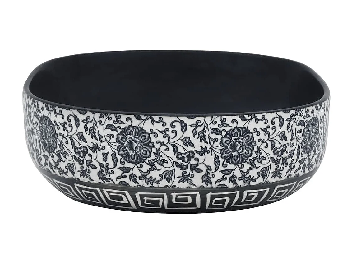 Lavabo da appoggio ovale nero e blu 59x40x14 cm in ceramica