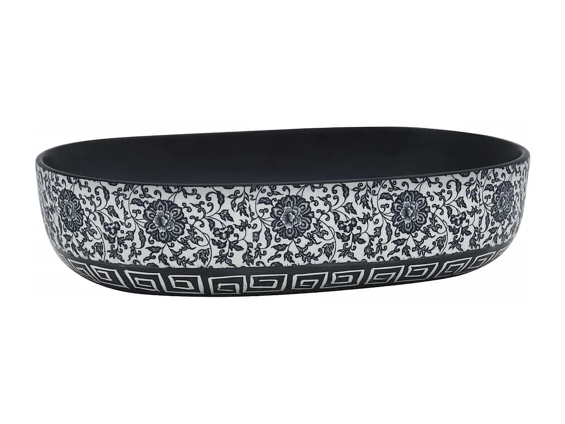 Vasque à poser noir et bleu ovale 59x40x14 cm céramique