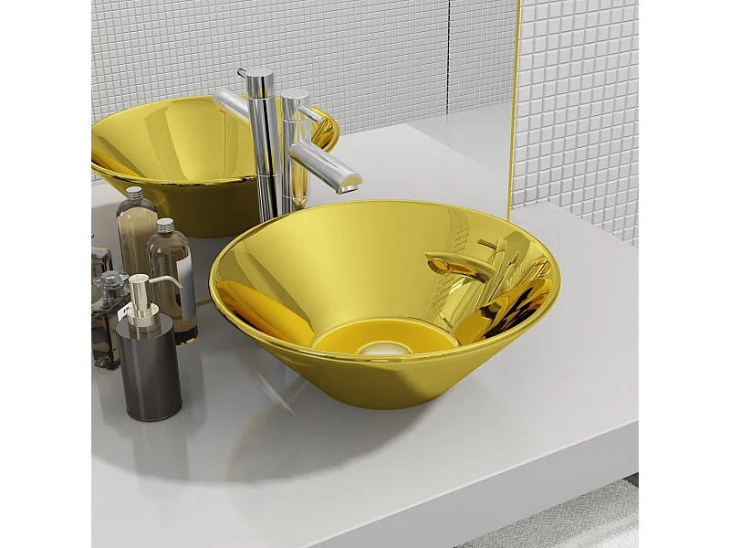 Lavabo 42 x 14 cm Céramique Doré