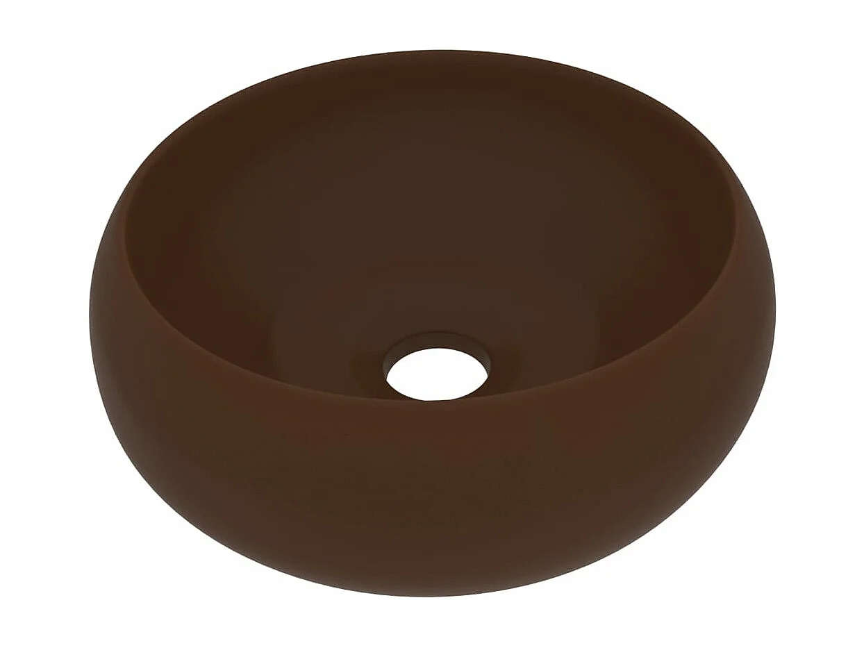 Luxuriöses rundes Waschbecken Matt dunkelbraun 40x15 cm Keramik