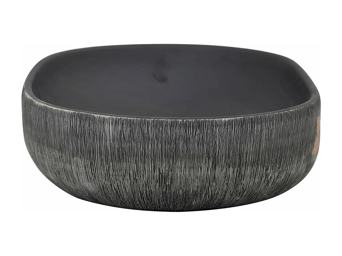 Vasque à poser gris et noir ovale 59x40x14 cm céramique