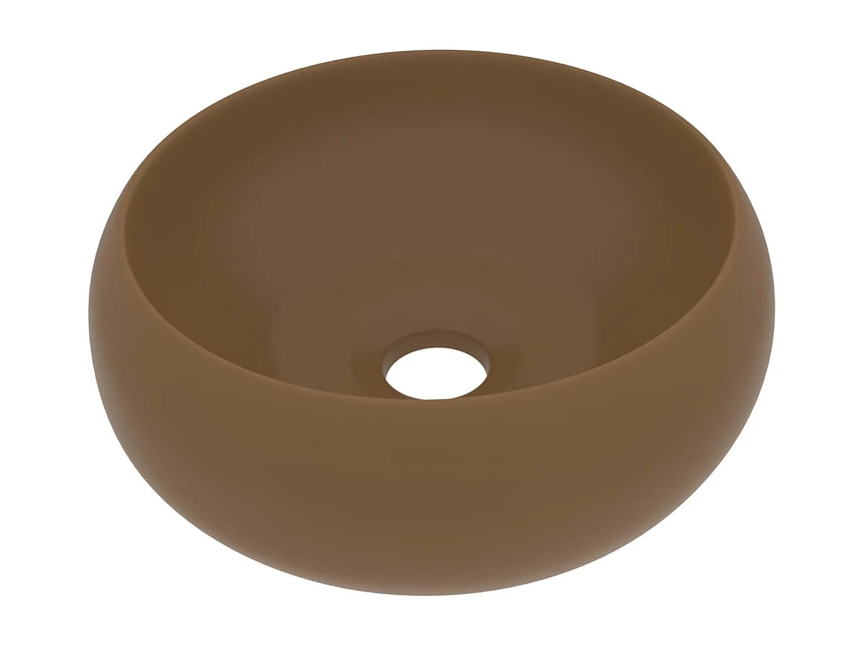 Lavabo rond de luxe Crème mat 40x15 cm Céramique