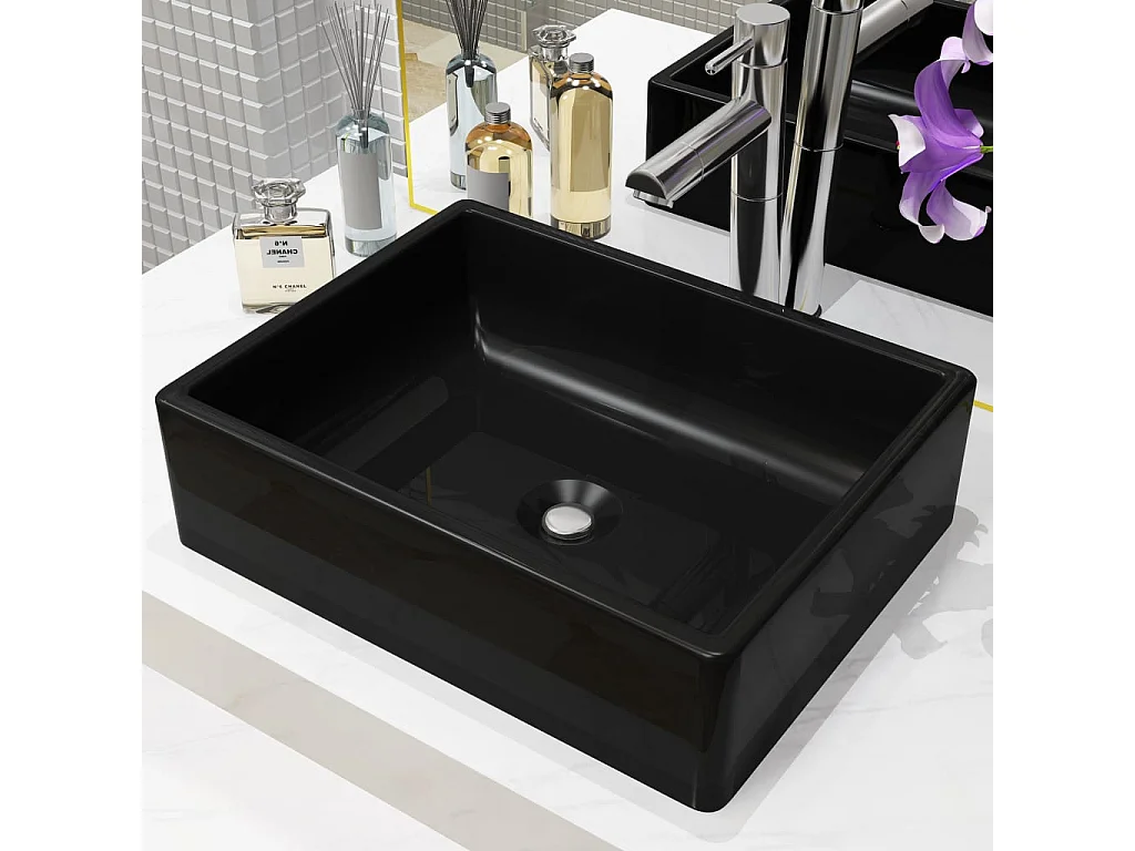 Lavabo Céramique Rectangulaire Noir 41 x 30 x 12 cm