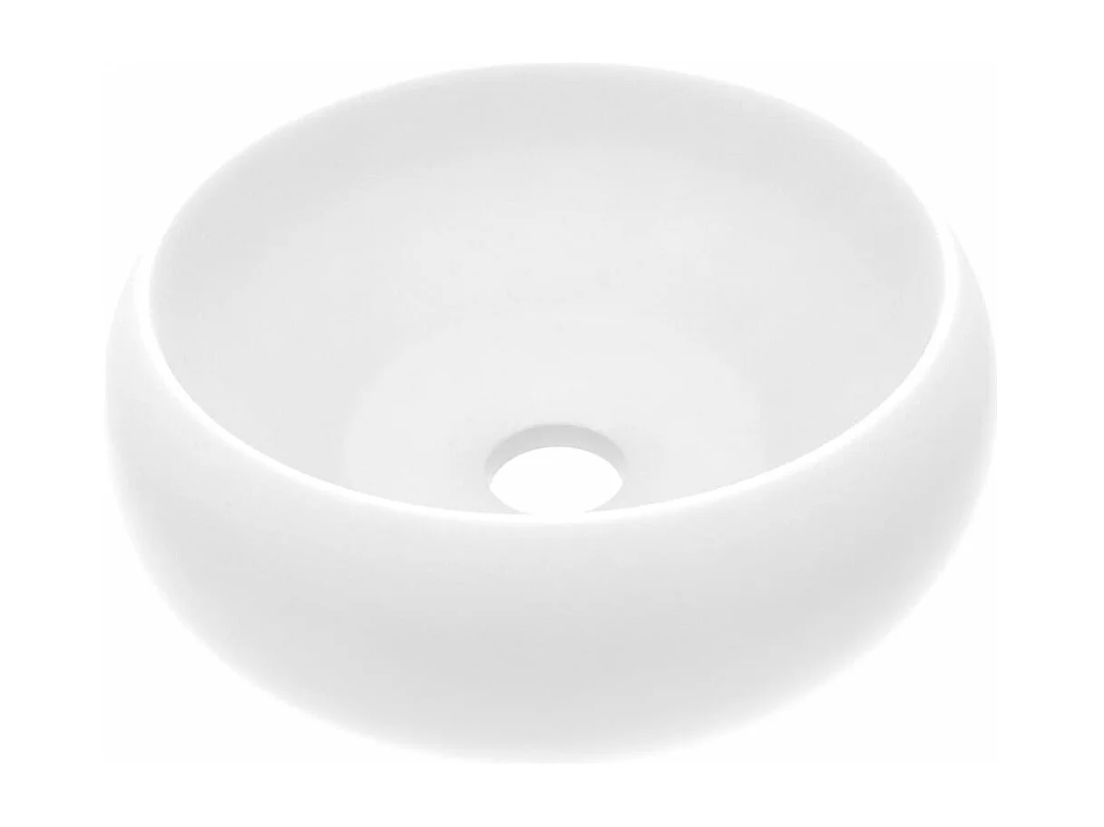 Lavabo rond de luxe Blanc mat 40x15 cm Céramique