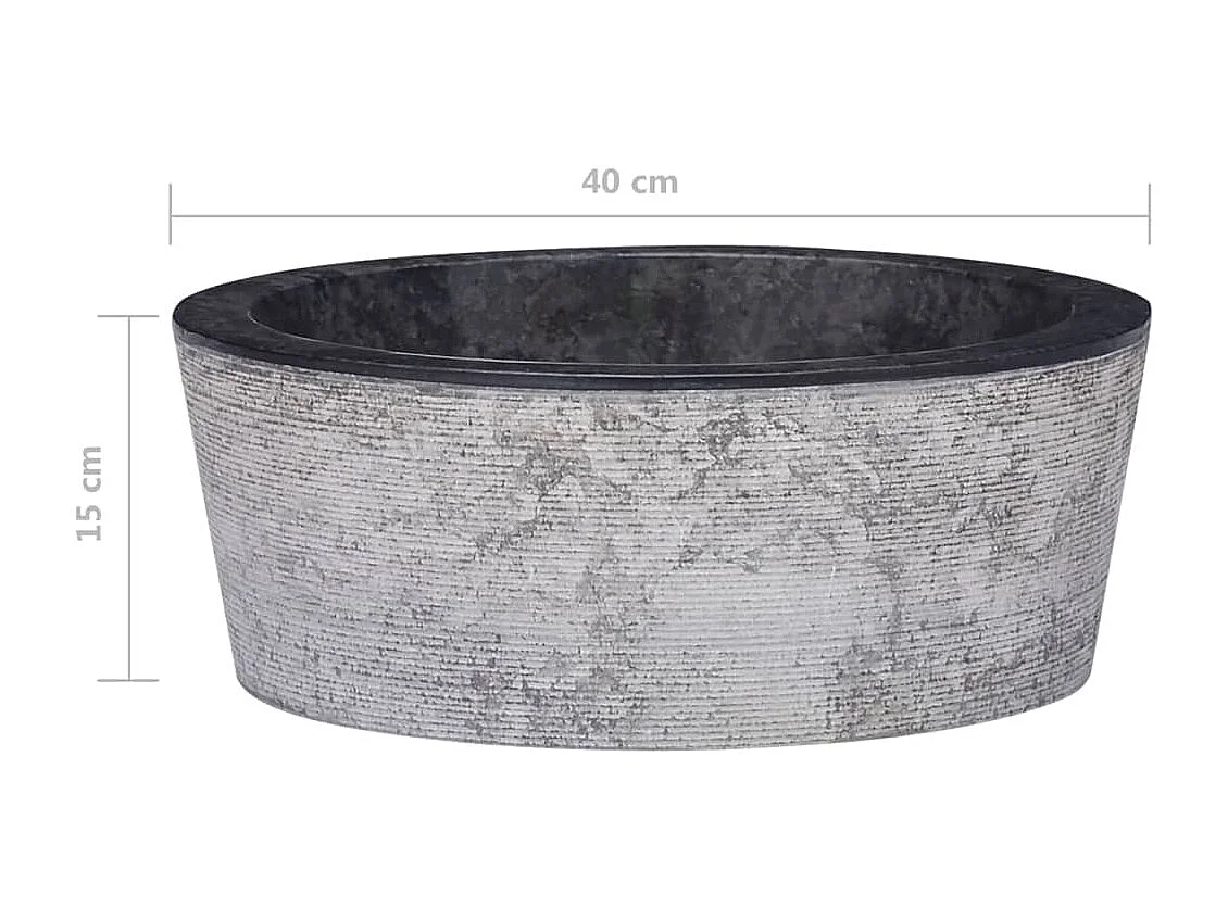 Lavabo Noir Ø40x15 cm Marbre