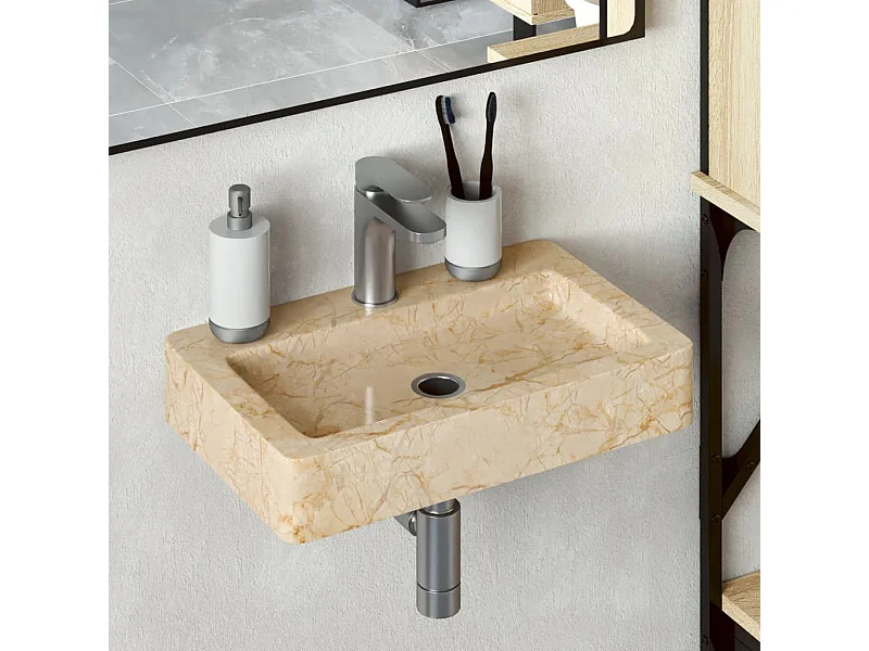 Lavabo mural crème 38x24x6,5 cm marbre