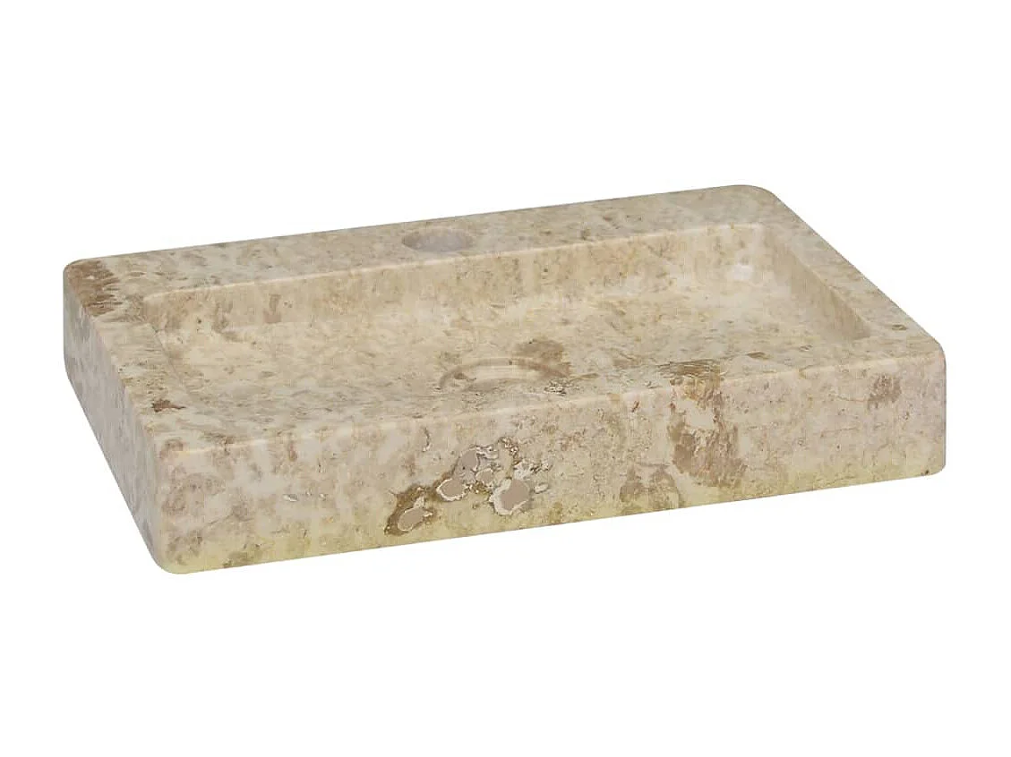 Crème wandgemonteerde spoelbak 38x24x6,5 cm marmer