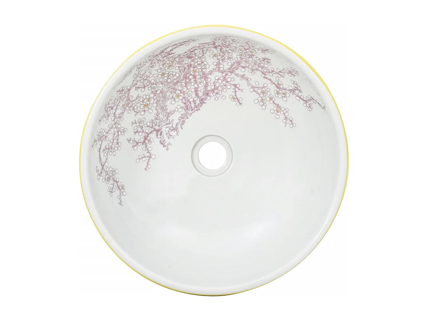 Vasque à poser blanc et jaune rond Φ41x14 cm céramique