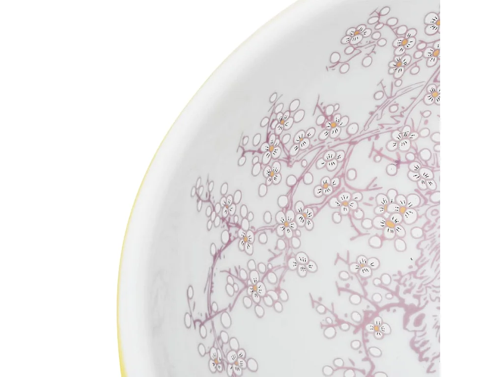 Vasque à poser blanc et jaune rond Φ41x14 cm céramique