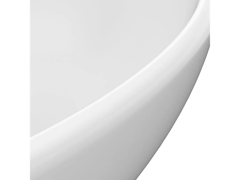 Pia oval luxuosa branca mate 40x33 cm cerâmica