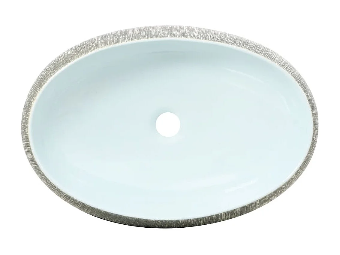 Vasque à poser gris et bleu ovale 59x40x15 cm céramique